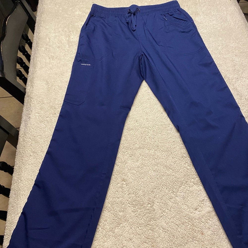Healing hands scrub pants. Navy blue. Size medium tall
